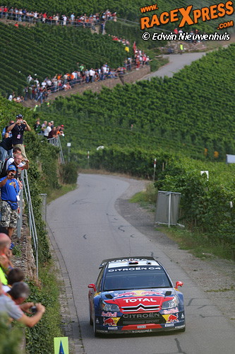 WK Rally Deutschland: Loeb pakt nummer zeven, zware crash Galli